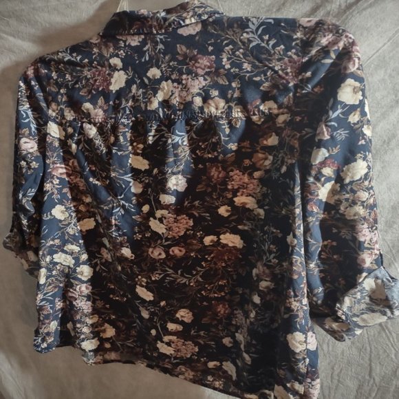 Croft & Barrow long sleeve button collar floral shirt casual Sz L - Picture 5 of 9